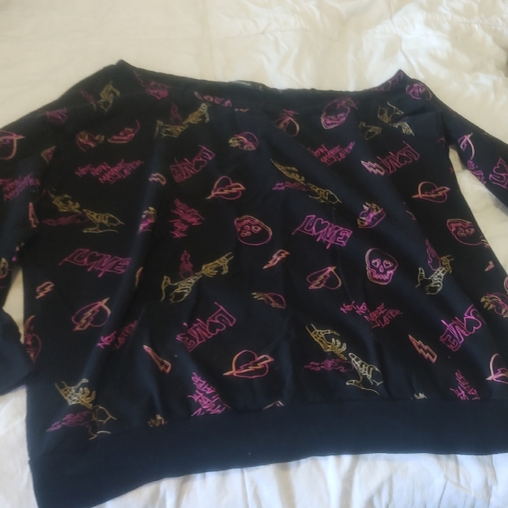 Lovesick Black Sweater with Pink and Gold Accents